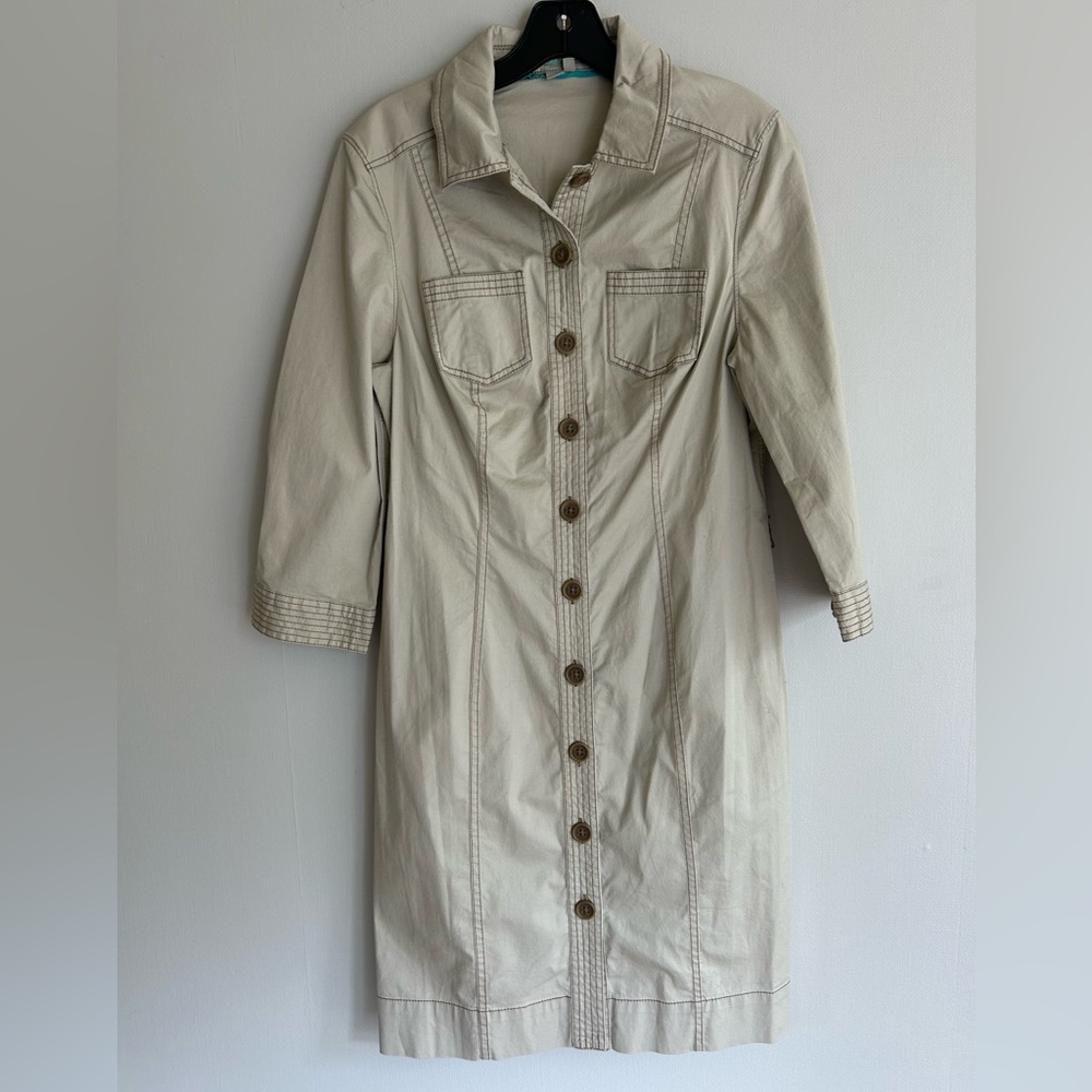 NWOT BODEN Khaki Button Down Cotton Twill Shirt Dress Safari French Utility Sz 6 - Picture 5 of 16